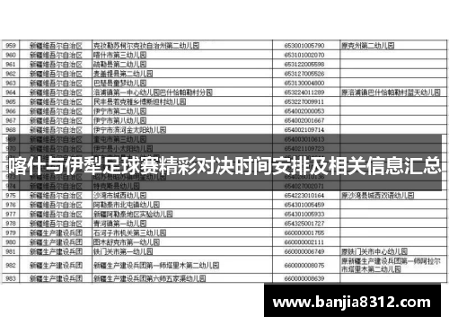 喀什与伊犁足球赛精彩对决时间安排及相关信息汇总